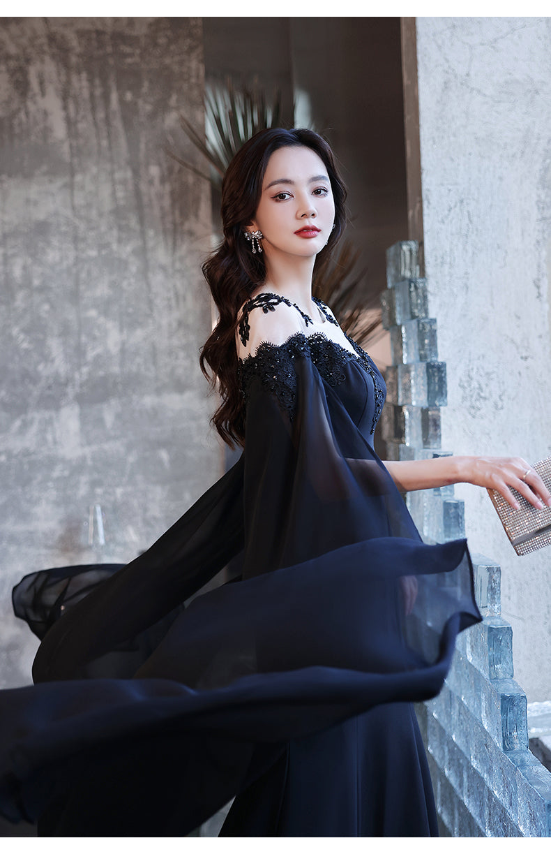 Robe de soirée noire pour femmes avec une sensation haut de gamme