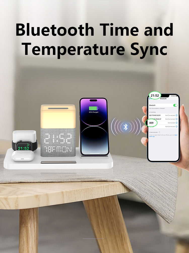 6-en-1 Ensemble de recharge sans fil Touch Night Light Téléphone mobile Bluetooth temps de synchronisation