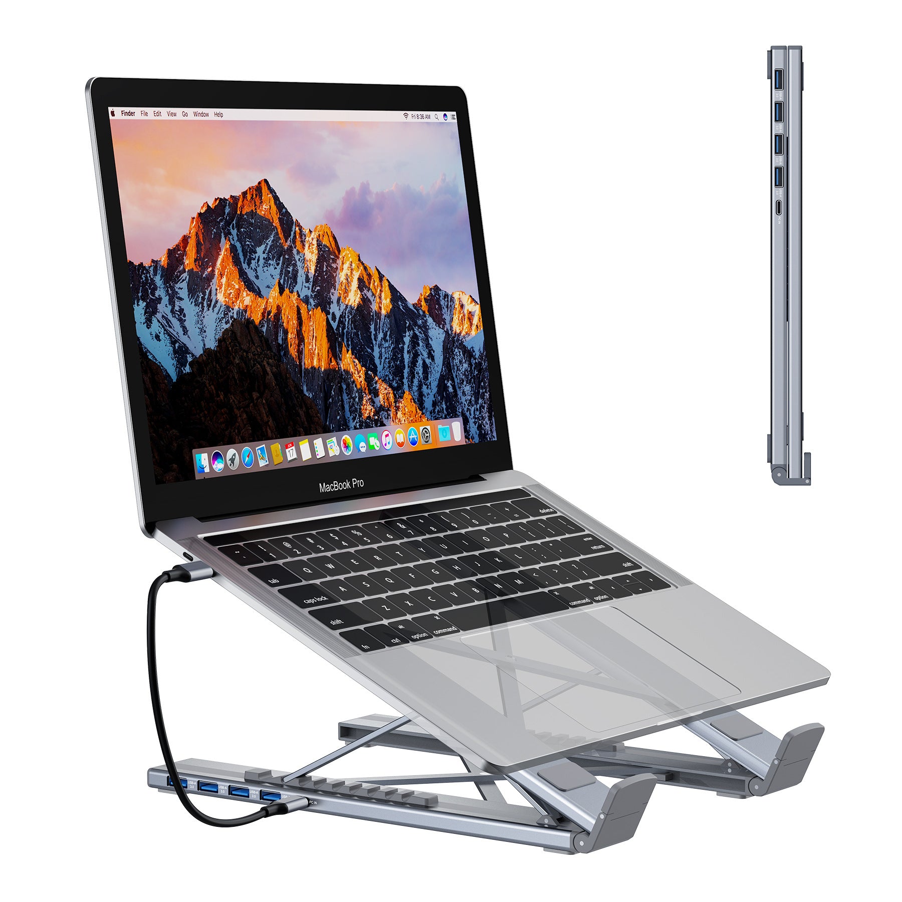 Aluminium alliage HUB multi-interface HDMI 8 en 1 station d'accueil support ordinateur portable