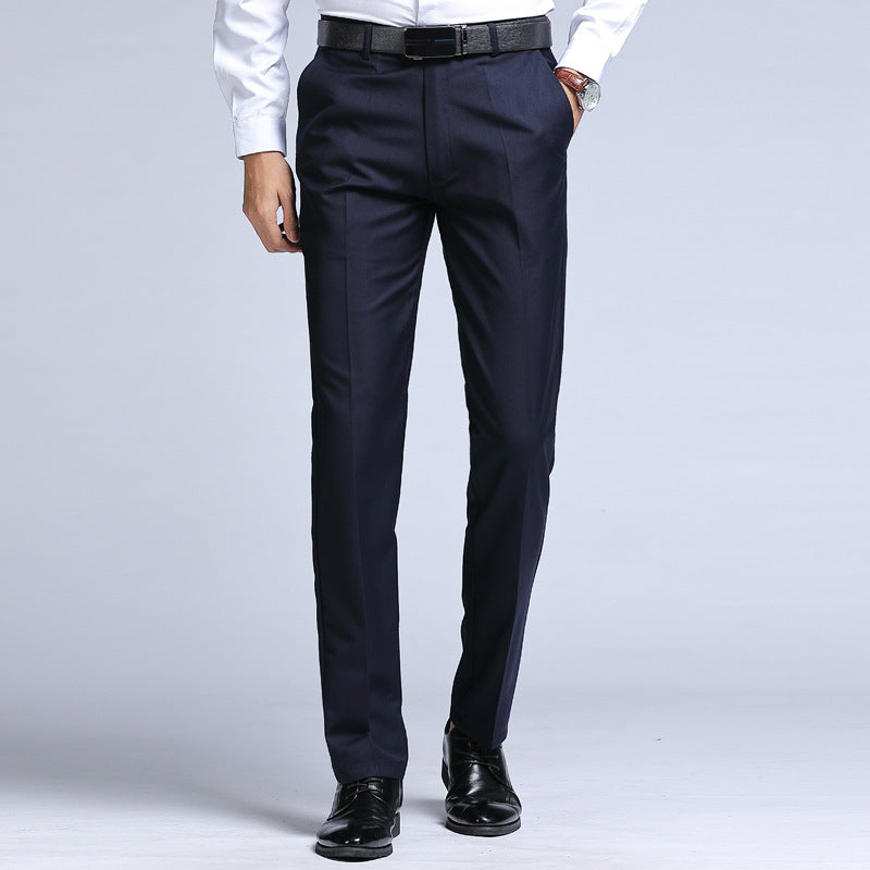 Pantalon de jambe droite polyvalent couleur solide pour hommes