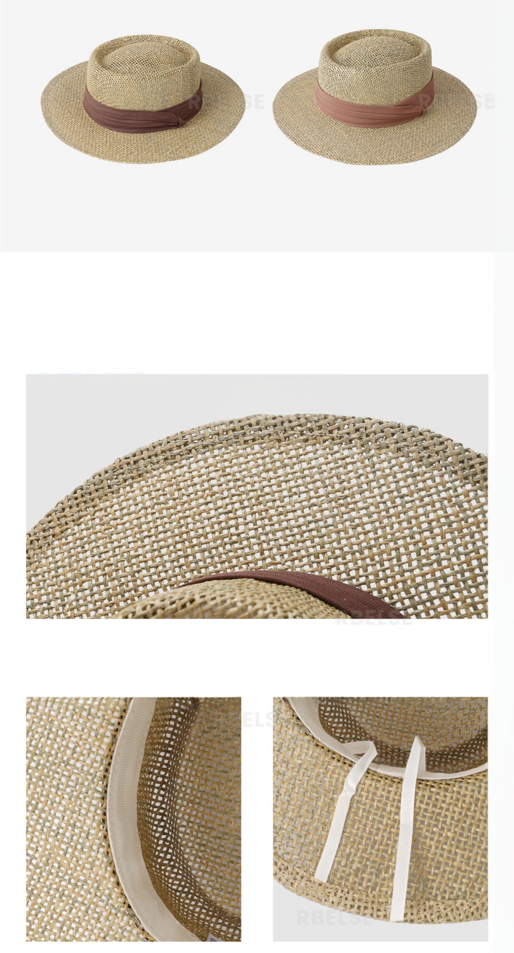 Chapeau de paille plat Hollow de style vieux argent pour femmes