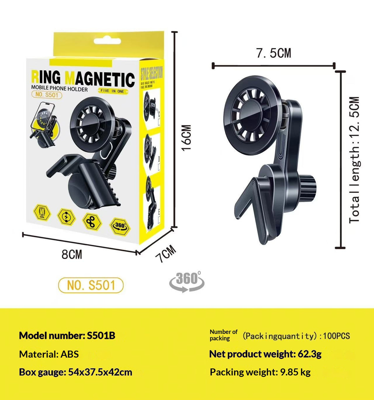 Support magnétique de téléphone de voiture