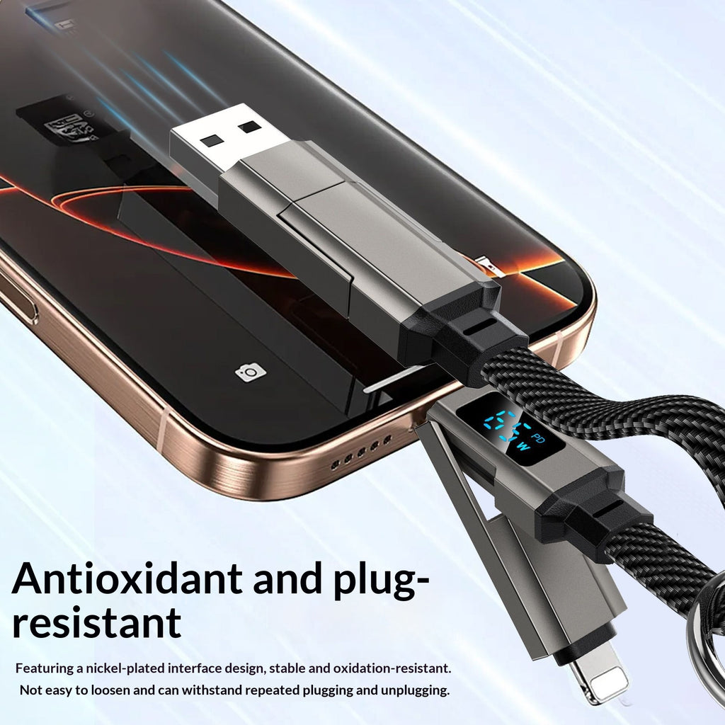 True Digital Display Super-Fast Charging 4-en-1 Câble porte-clés