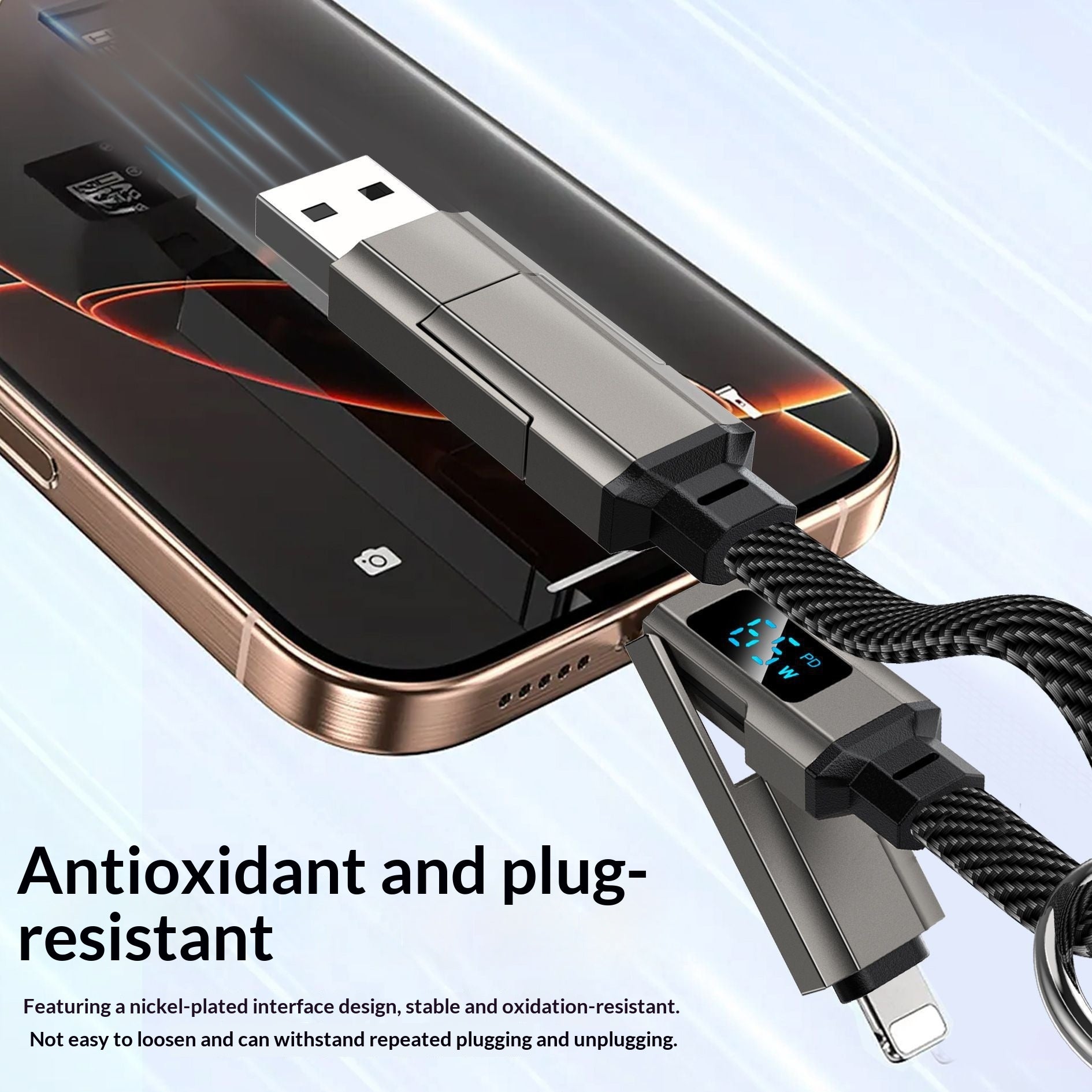 True Digital Display Super-Fast Charging 4-en-1 Câble porte-clés