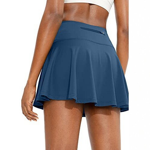 Couche de base nue Fitness antidérapant Yoga plissé Jupe Midi Badminton Sports Bac de danse