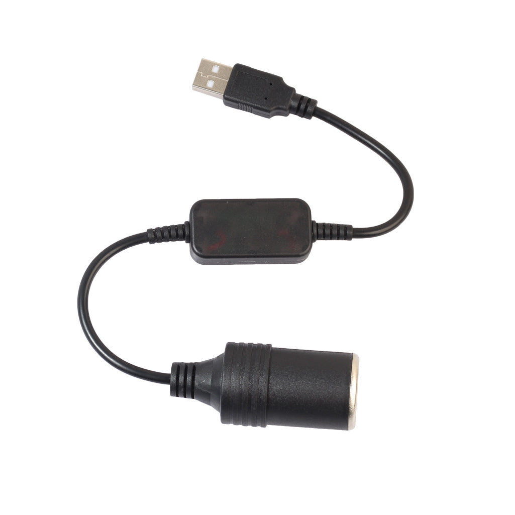 Câble d'adaptateur d'alimentation USB 5V à 12v Boost pour allume-cigarette noir