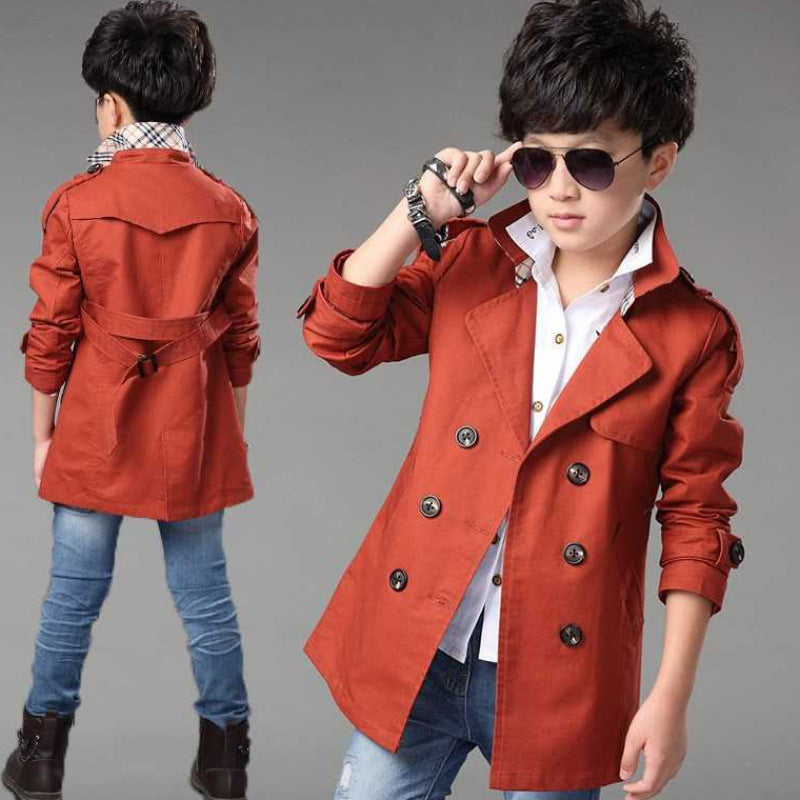 Mid-long Trend Casual Trench Coat pour garçons