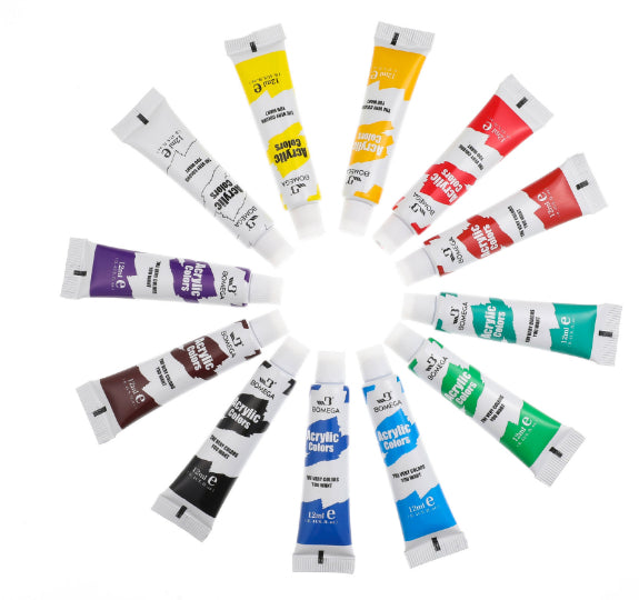 12 Colors Acrylic Pigment Strip Gouache Watercolor Paint Paints Complete Set