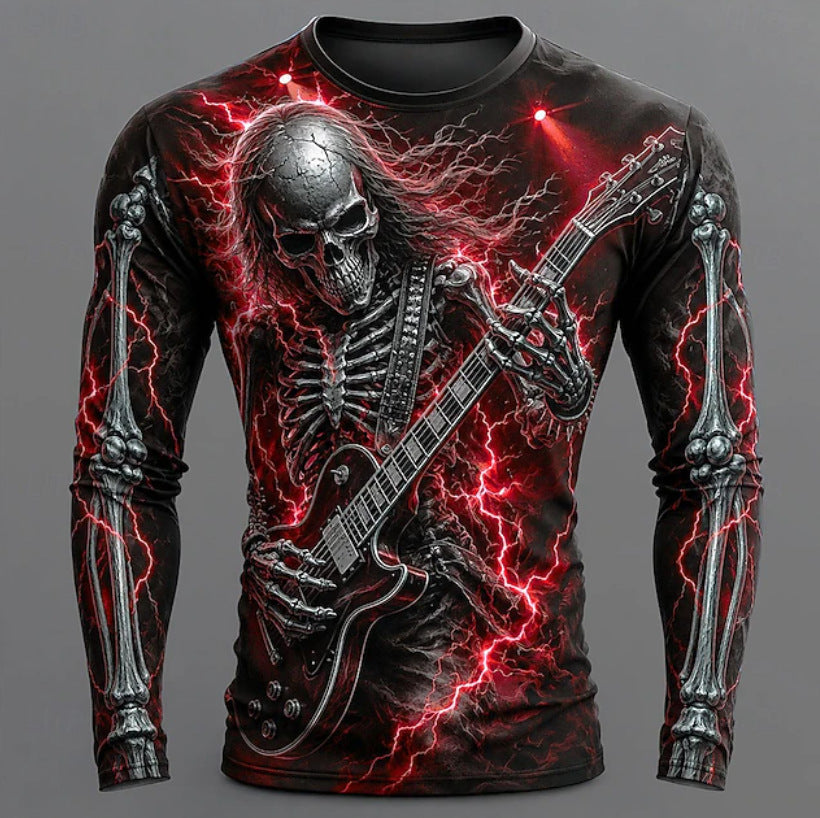 T-shirt imprimé homme manches longues avec un cou d'équipage