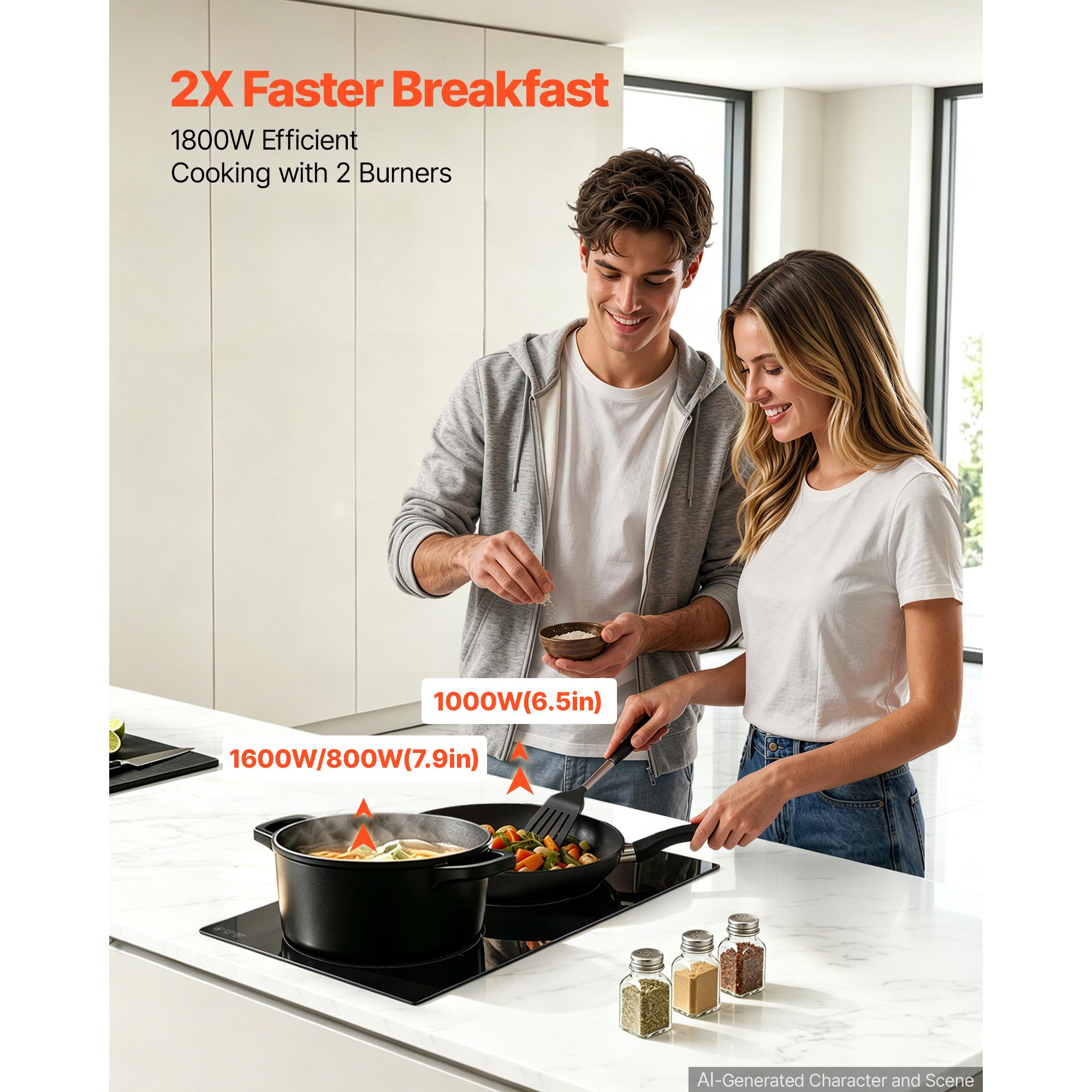 Cuisinière électrique 12 pouces 2 brûleurs Poêle portable Top 1800W 120V