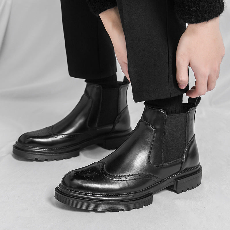 Bottes de mode en cuir haut de gamme hommes