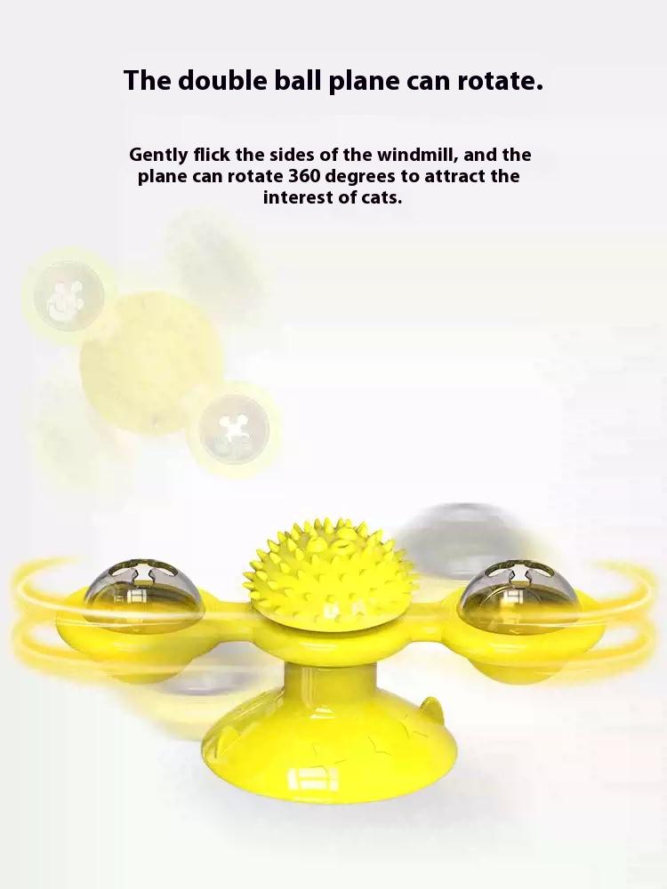 Interactive Windmill Cat Toy with LED Light Ball