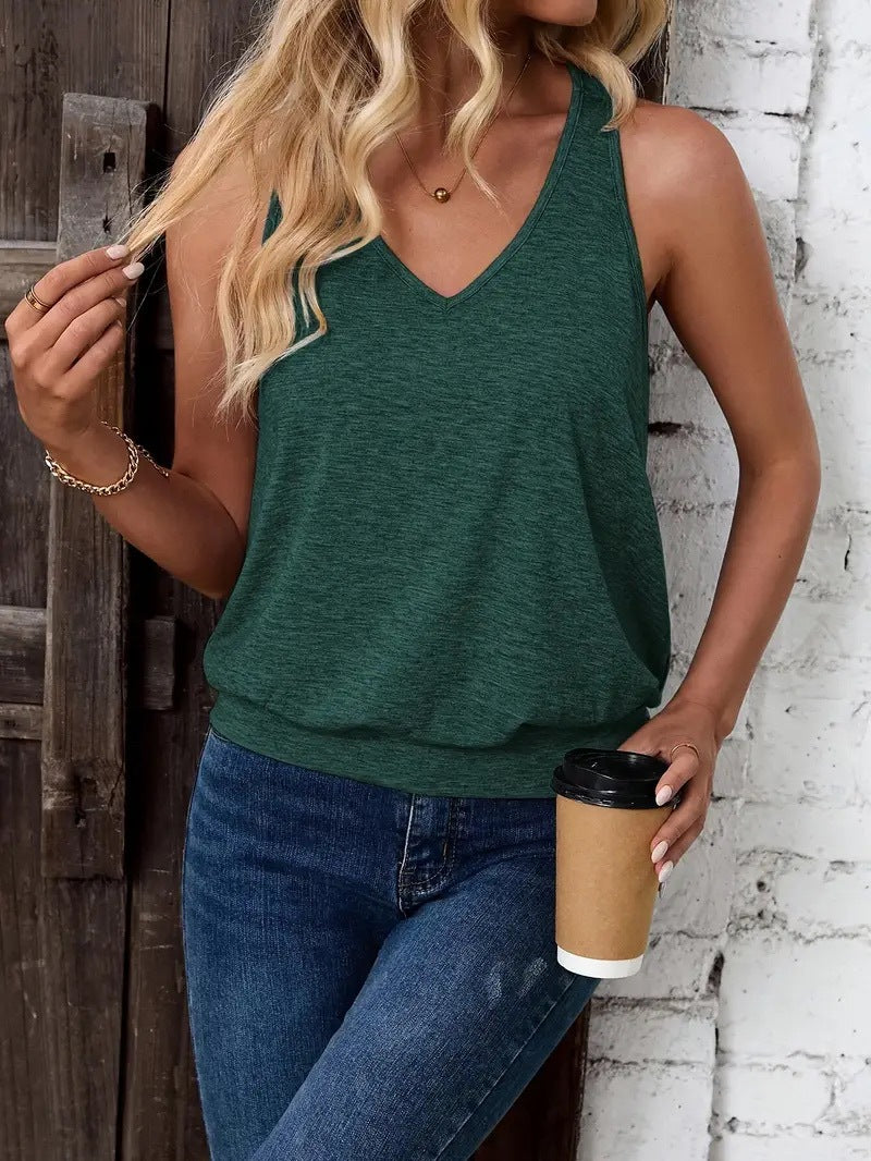 Femmes Été sans manches V Tank Top
