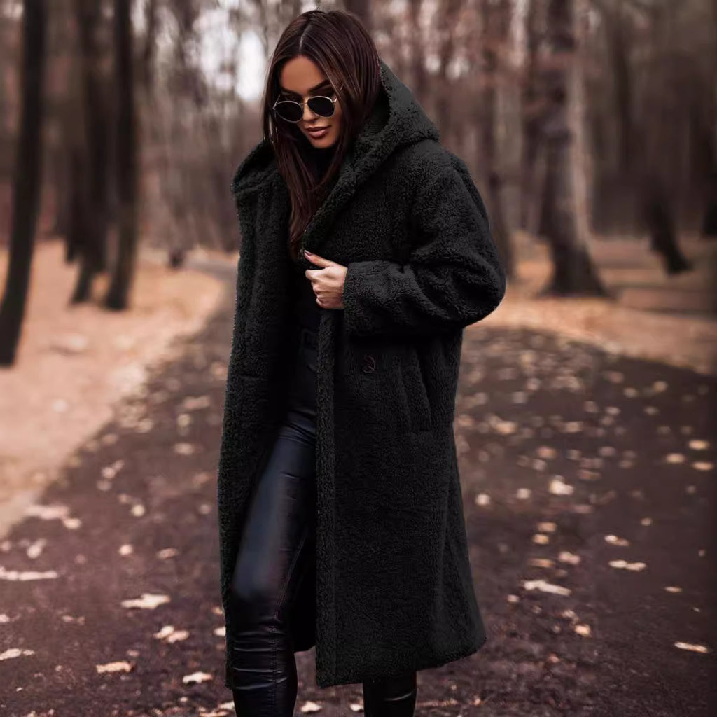 En-Stock Amazon Supply Automne et hiver Mode Long Solid Couleur Long-Sleeve Woolen Femmes