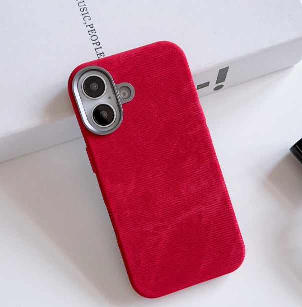Étui de téléphone en cuir magnétique en flanelle