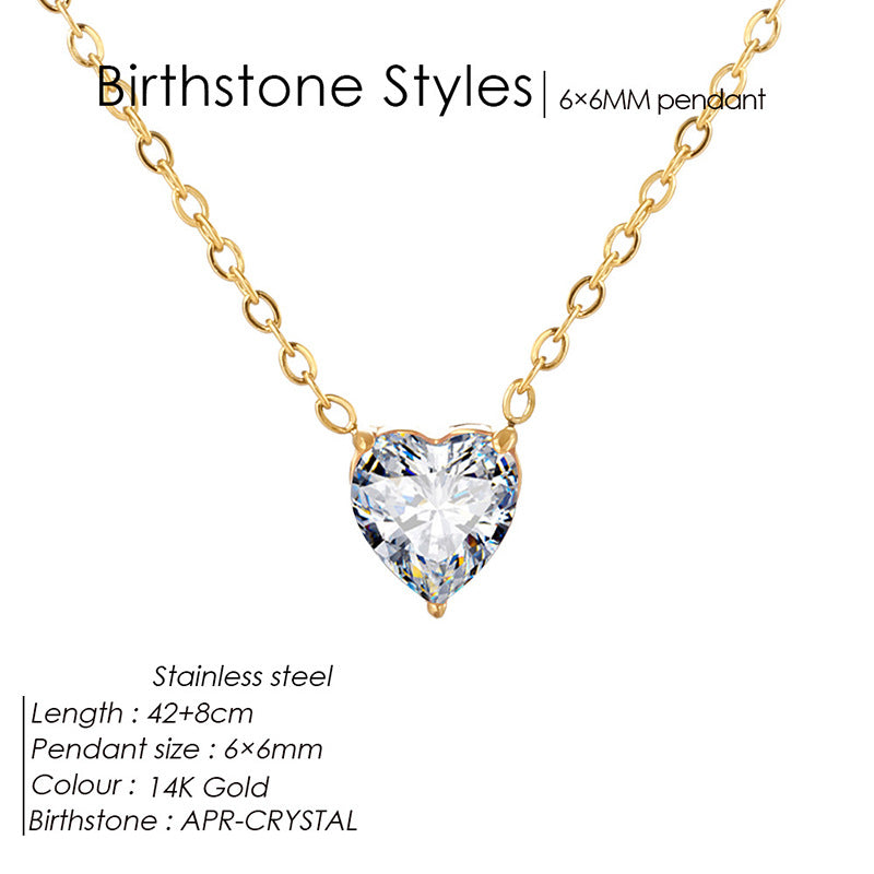 Pendentif en forme de cœur cristal coloré et collier de Zircon