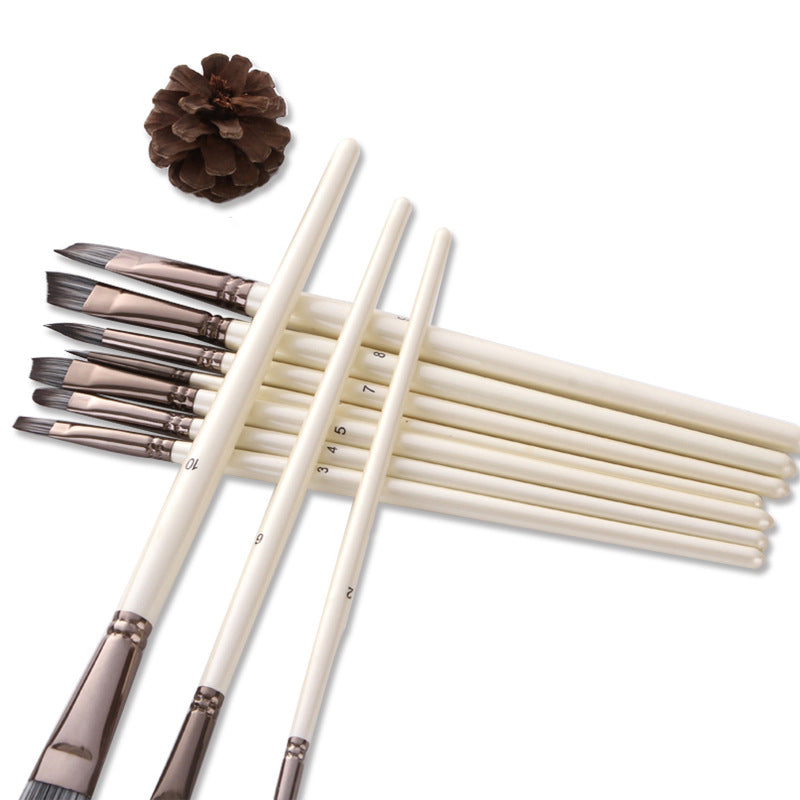 10 pinceaux aquarelles blanc perle