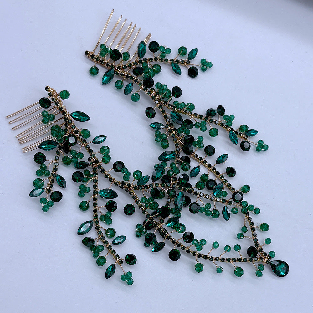 Chaîne de tête avant faite main Double cheveux Peigne pendentif Ornement de tête avant en teinte colorée