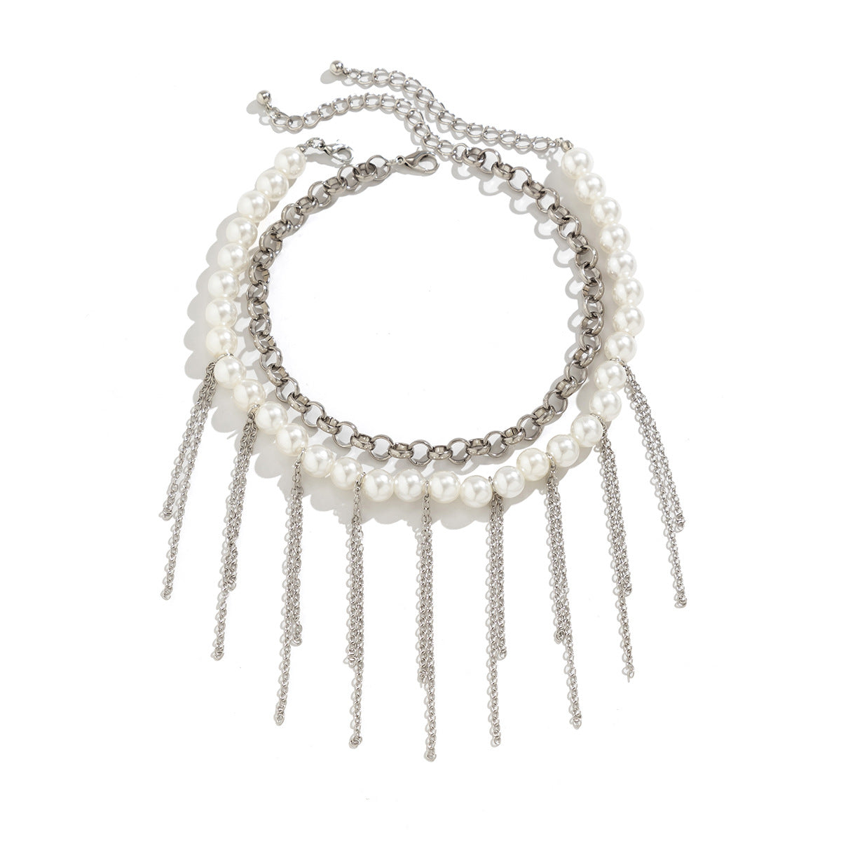 Pearl Tassel Fun Design Double couche Collier rétro Accessoires pour femmes