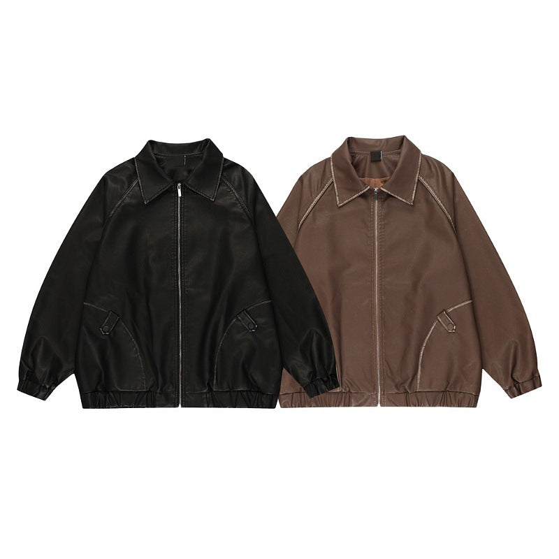 Manteau en cuir PU Maillard pour hommes