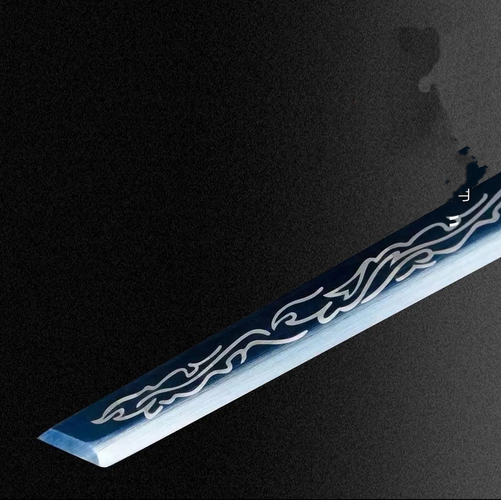 Bleu Dragon Tang saber horizontal de Longquan une pièce haute en acier manganèse collectible
