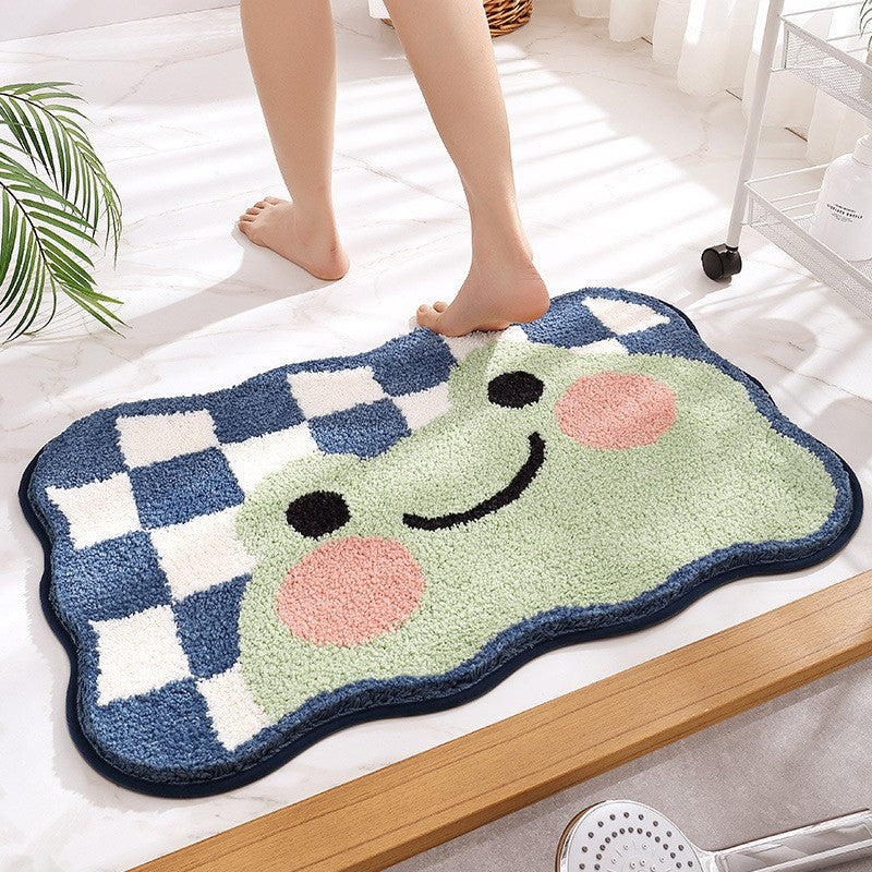 Flocked Home Doormat Salle de bain Rug Absorbent Mat antidérapant Chambre à pied Pad