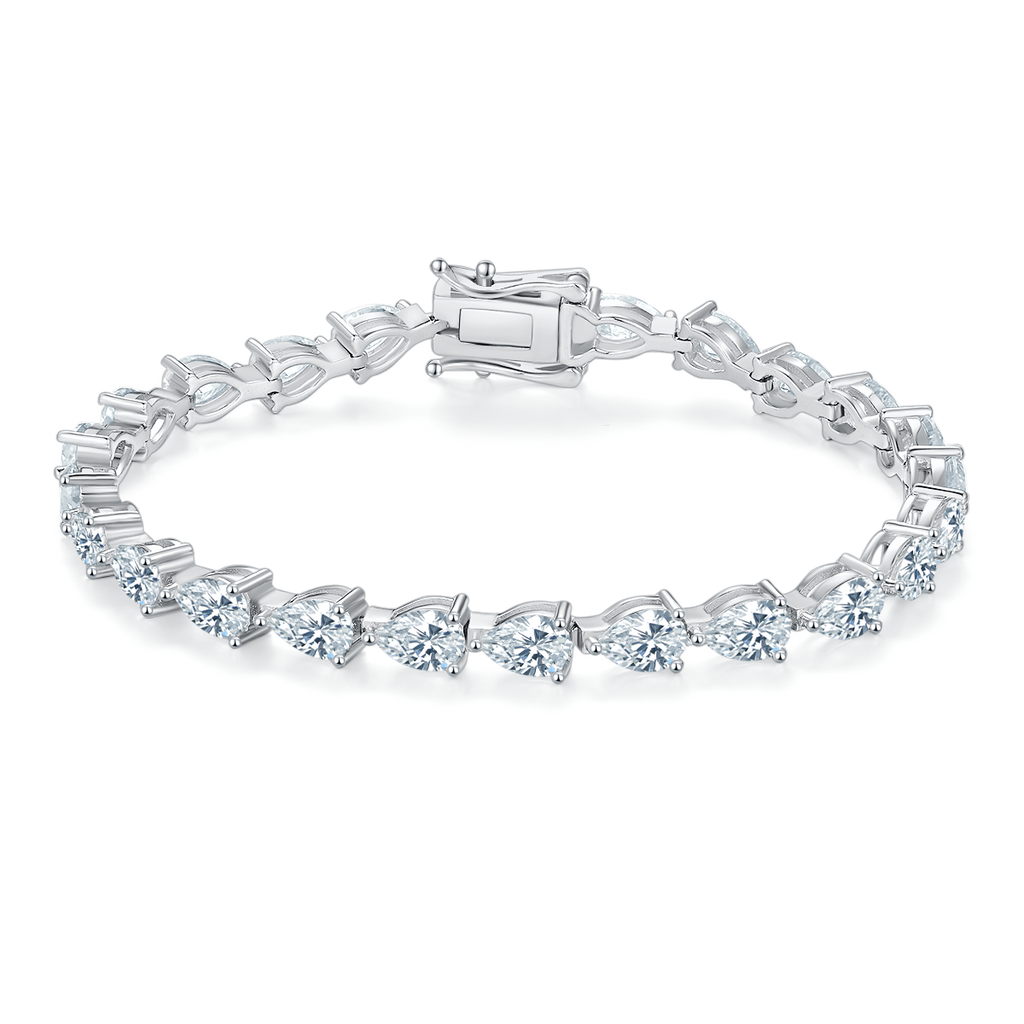 S925 Argent Sterling Pear Cut Moissanite Bracelet de tennis 6x4mm D Couleur VVS1 16-18-20cm GRA