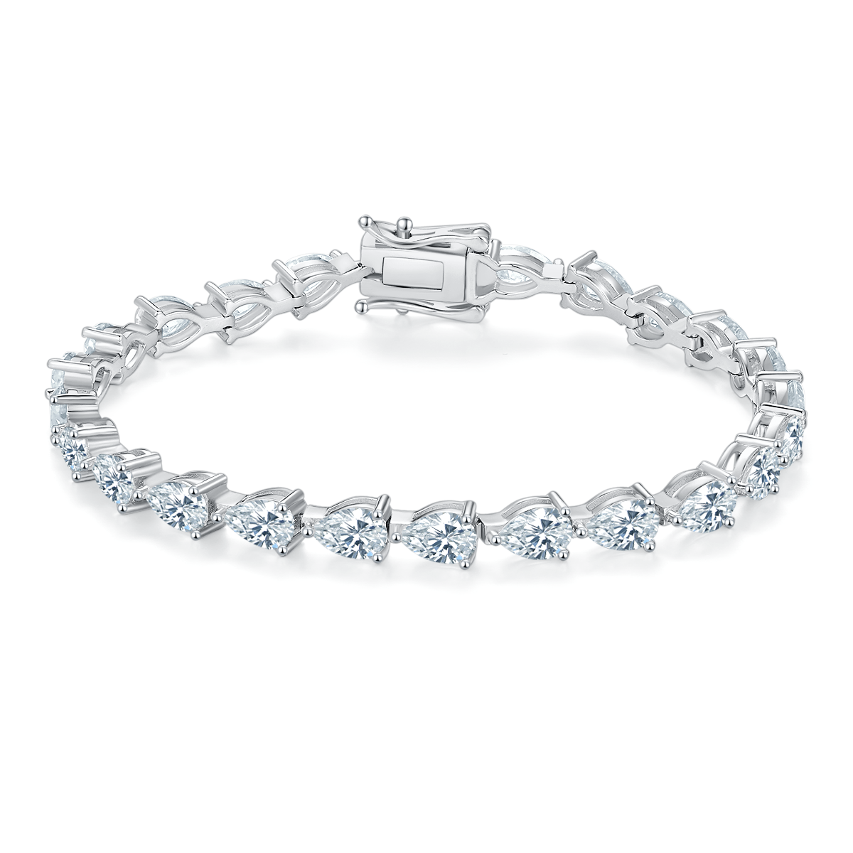 S925 Argent Sterling Pear Cut Moissanite Bracelet de tennis 6x4mm D Couleur VVS1 16-18-20cm GRA