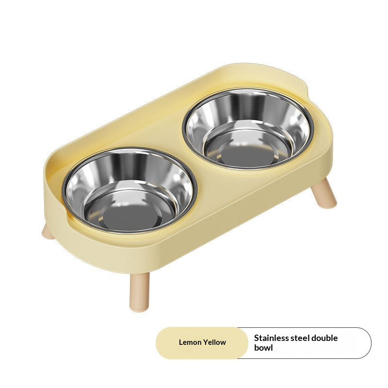 Dual-bowl Spill-proof Water-and-food-in-one Cat Bowl