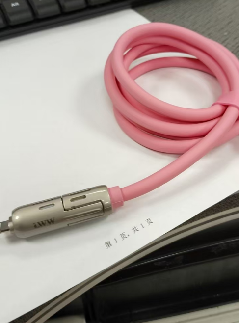 Tpc Light Column Silicone Four-in-one Fast Charging Data Cable