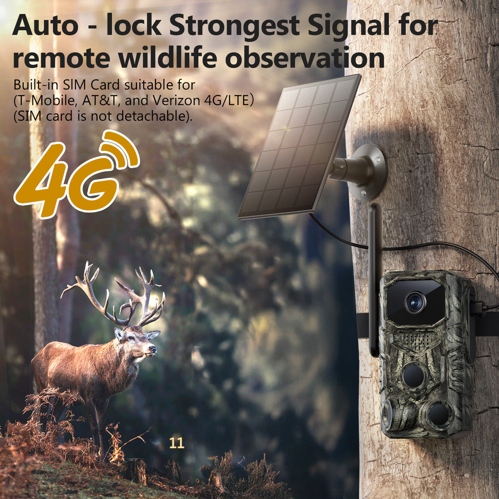 4G GPS Hunting Outdoor Trail Caméra grand angle 4MP Camouflage Wildlife Deer Monitoring Sol
