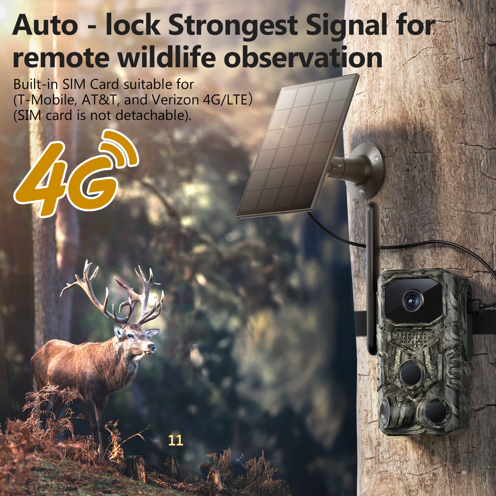 4G GPS Hunting Outdoor Trail Caméra grand angle 4MP Camouflage Wildlife Deer Monitoring Sol