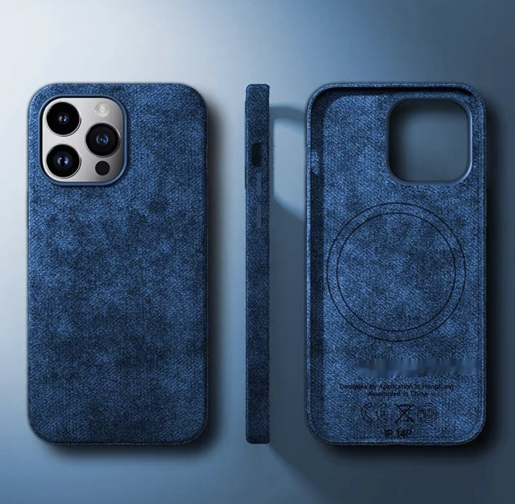 Alcantara Suede Cas de téléphone magnétique tout compris hommes et femmes