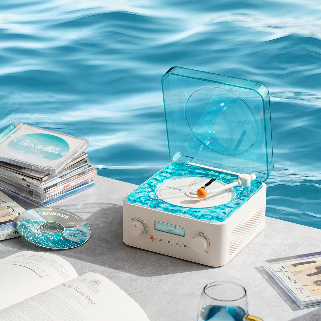 Lecteur Water Ripple Bluetooth Audio Vinyl écran rétro bidirectionnel Audio CD Bluetooth All-in-o