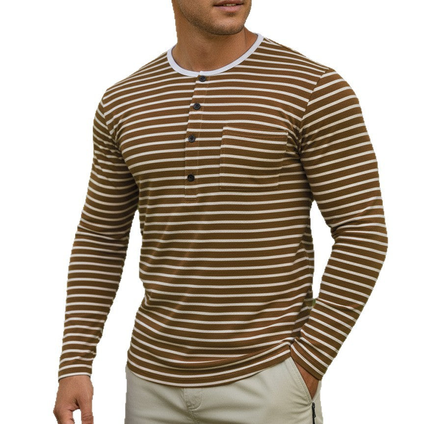 T-shirt rayé à manches longues pour hommes