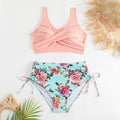 Robe de bain bikini bicolore bicolore sans dos en deux parties