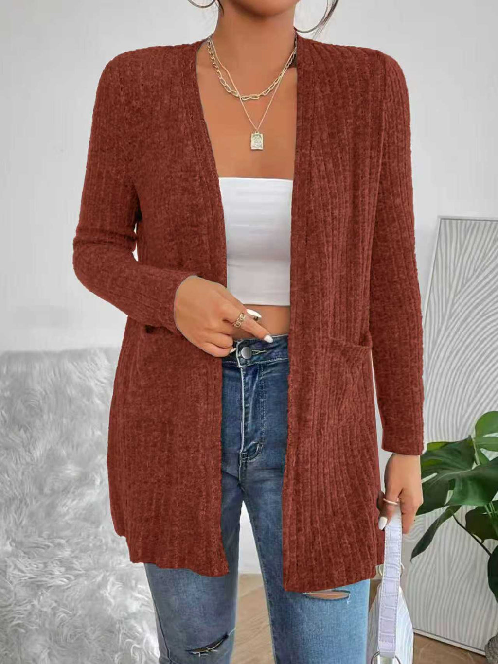 Cardigan à maille longue pour femmes