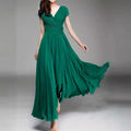 Robe à manches courtes en col V à manches courtes pour femmes
