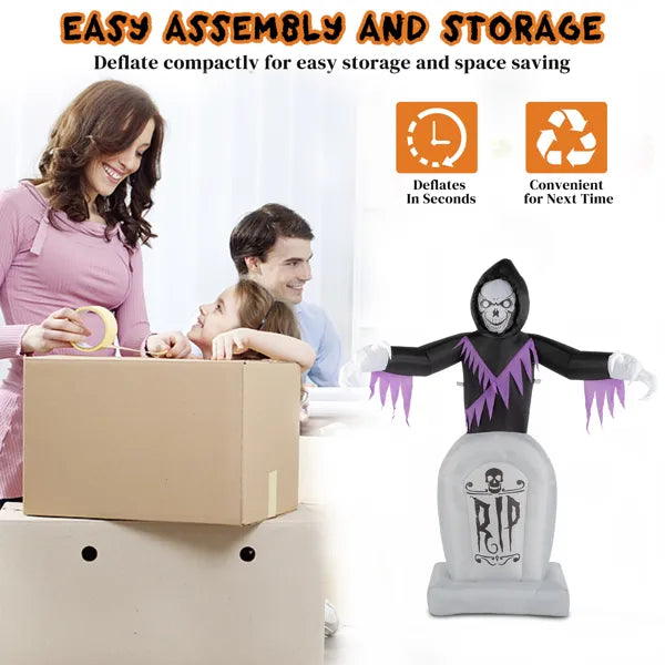 Jardin 8ft 3pcs LED String lumières Grim Reaper et Grave Décoration d'Halloween gonflable