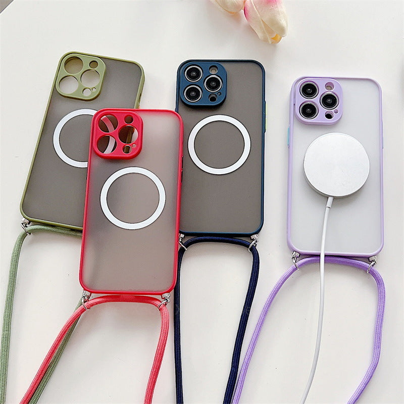Étui magnétique pour téléphone Lanyard Transparent Crossbody Résistance à la chute