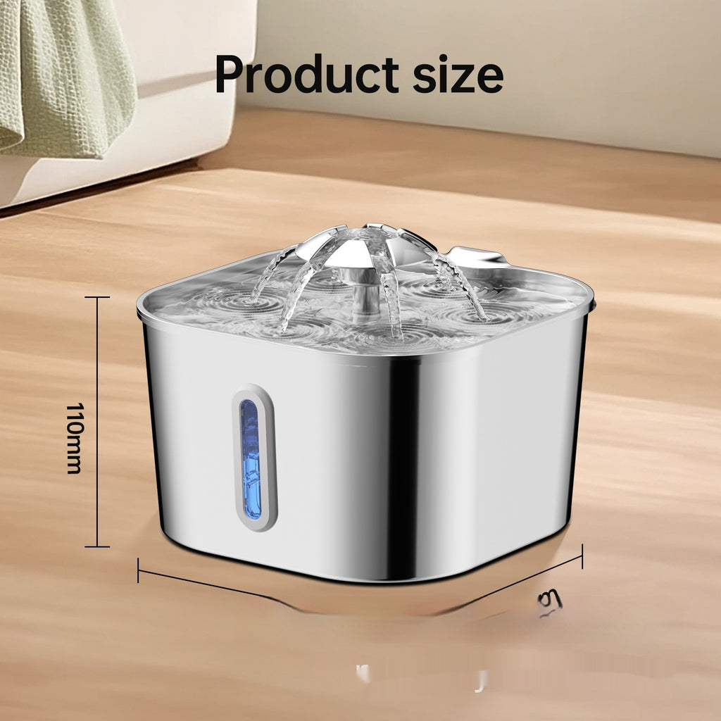 2.2L En acier inoxydable Animal Chat Fontaine d'eau Chiens et chats Alimentation d'eau