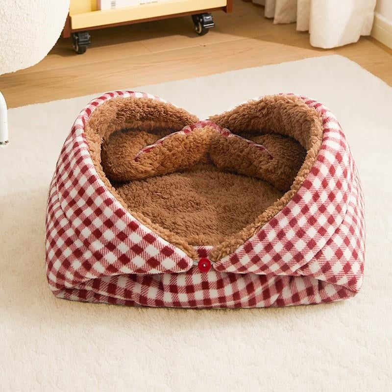 Tapis pliable pour animaux de compagnie à lit de chat doublé de polaire d'hiver