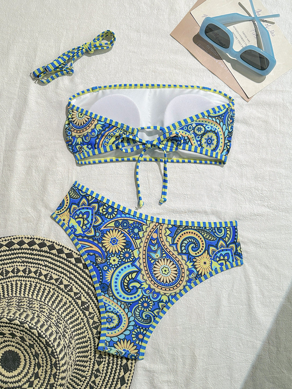 Ensemble de Bikini Bandeau imprimé Paisley pour femmes