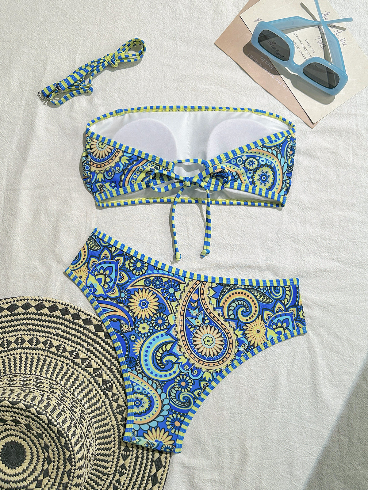 Ensemble de Bikini Bandeau imprimé Paisley pour femmes