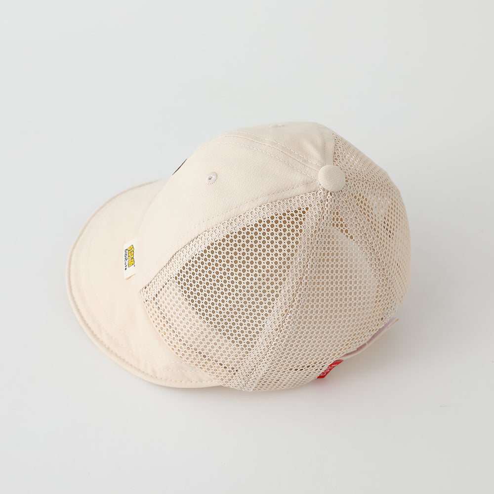 Été Garçons et filles Beige Cartoon animal brodé Mesh chapeau de soleil pour les enfants