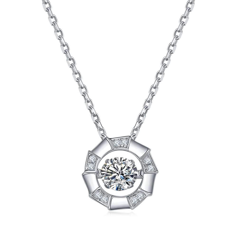 S925 Argent Sterling 0.5ct D Couleur VVS1 Moissanite Col rond circulaire 45cm Platine
