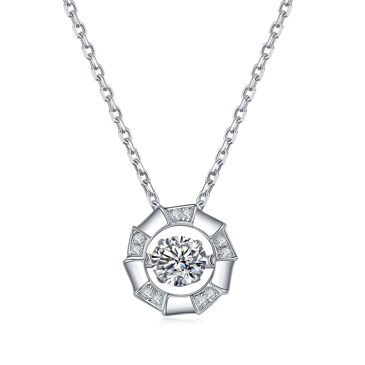 S925 Argent Sterling 0.5ct D Couleur VVS1 Moissanite Col rond circulaire 45cm Platine