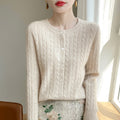 Chandail de câble bleu marine Cardigan câblé Veste ouverte de style court