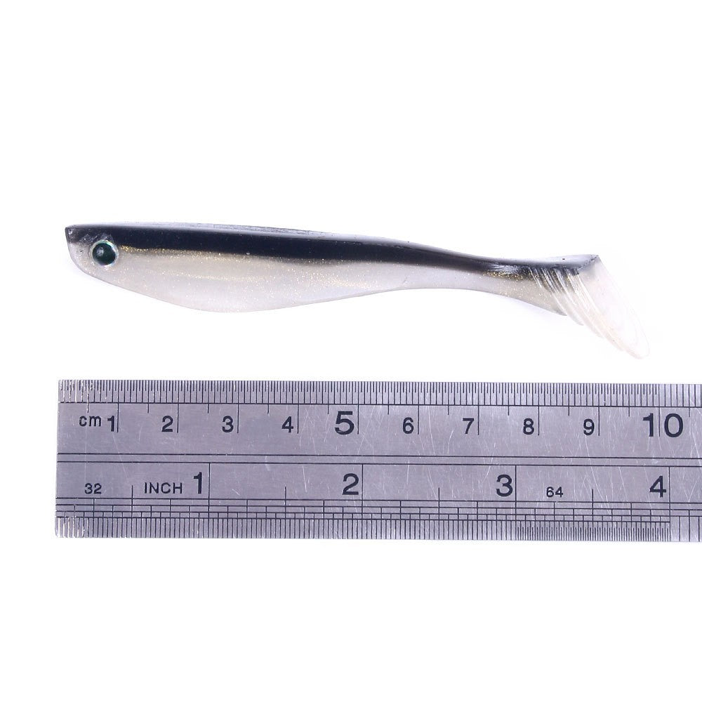 Luya Soft Bait Noir deux couleurs Retour 10cm 6 bandes Pack T