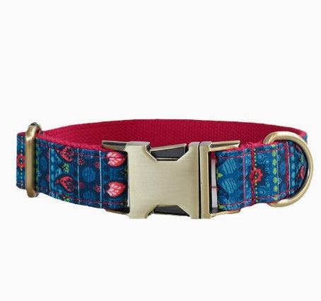 Collier de chien rouge Lotus Pet Supplies Export Jeu de laisses Boucle de bronze